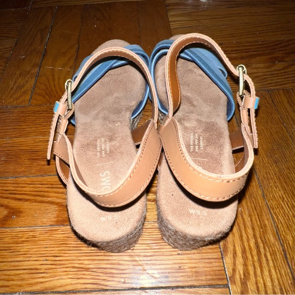 Toms Womens Willow Suede Strappy Wedge Sandals Denim - Picture 6 of 9